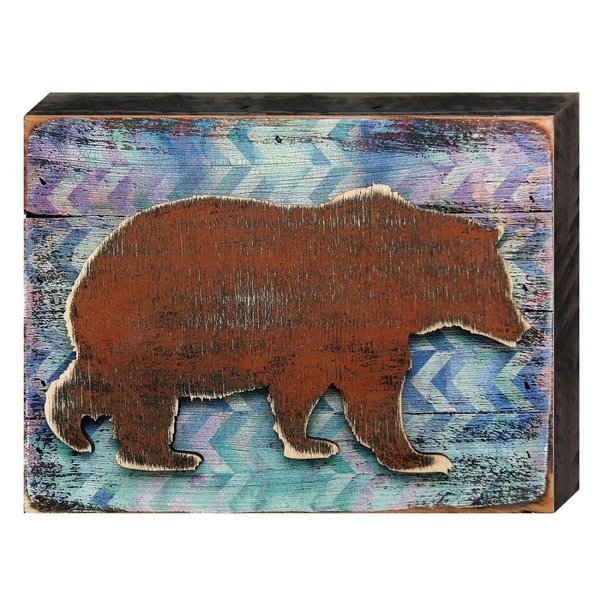 Designocracy Brown Bear Rustic Art on Board Wall Decor UV Protective Coat 9821418